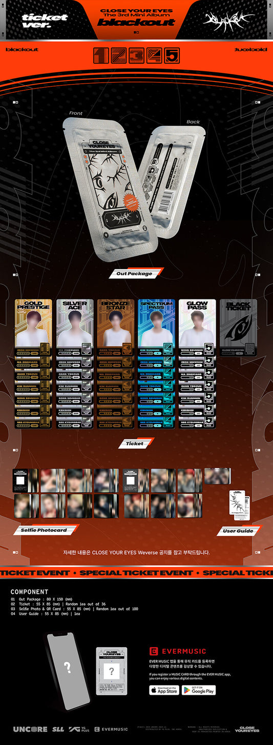 CLOSE YOUR EYES - The 3rd Mini Album blackout (ticket ver.)