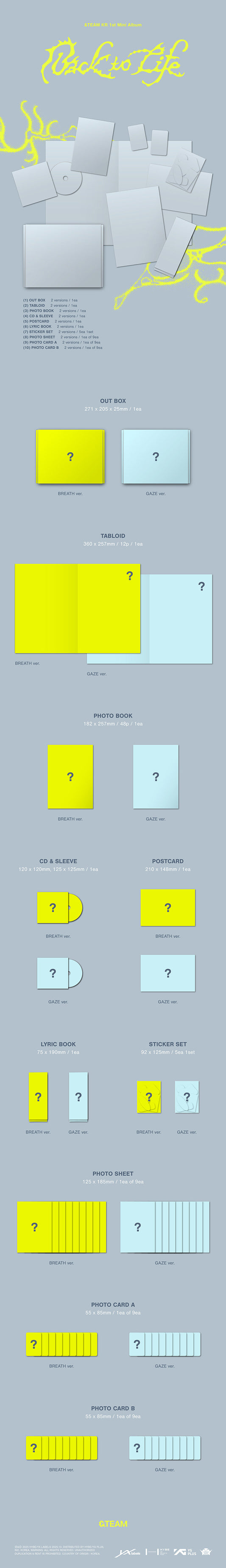 &TEAM - KR 1st Mini Album Back to Life (BREATH ver. / GAZE ver.)