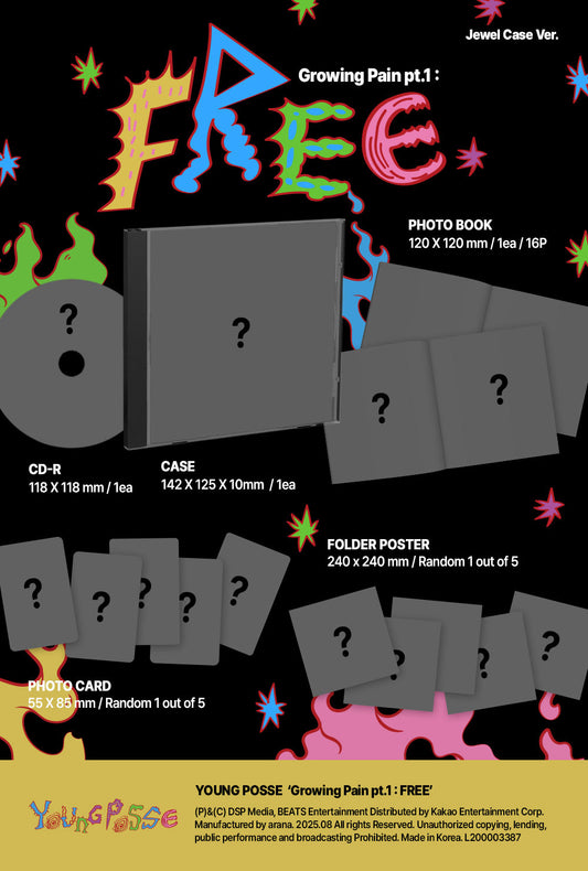 YOUNG POSSE - EP Album Growing Pain pt.1 : FREE (Jewel Case Ver.)