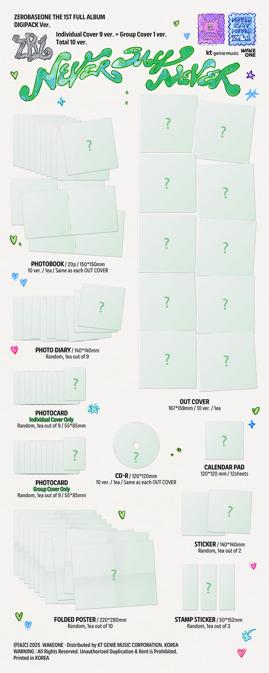 ZEROBASEONE - NEVER SAY NEVER (Digipack Ver.) - THE 1ST FULL ALBUM