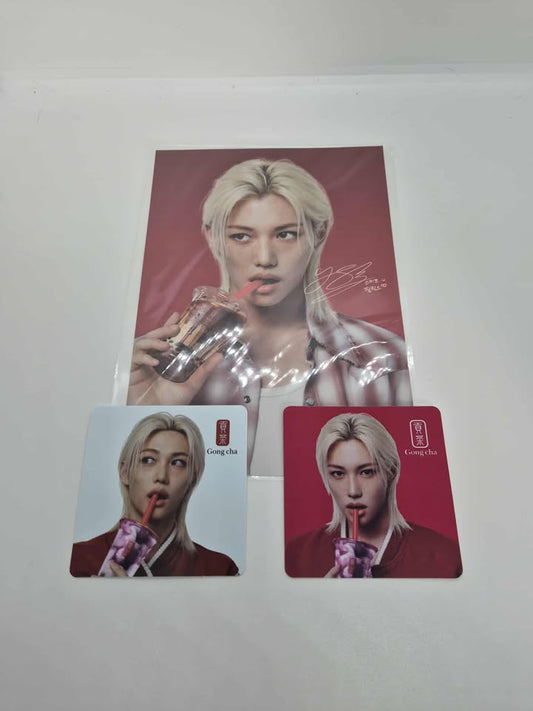 Stray Kids felix - Gong Cha Event - Mini Poster & Coster Limited (Printed Signature)