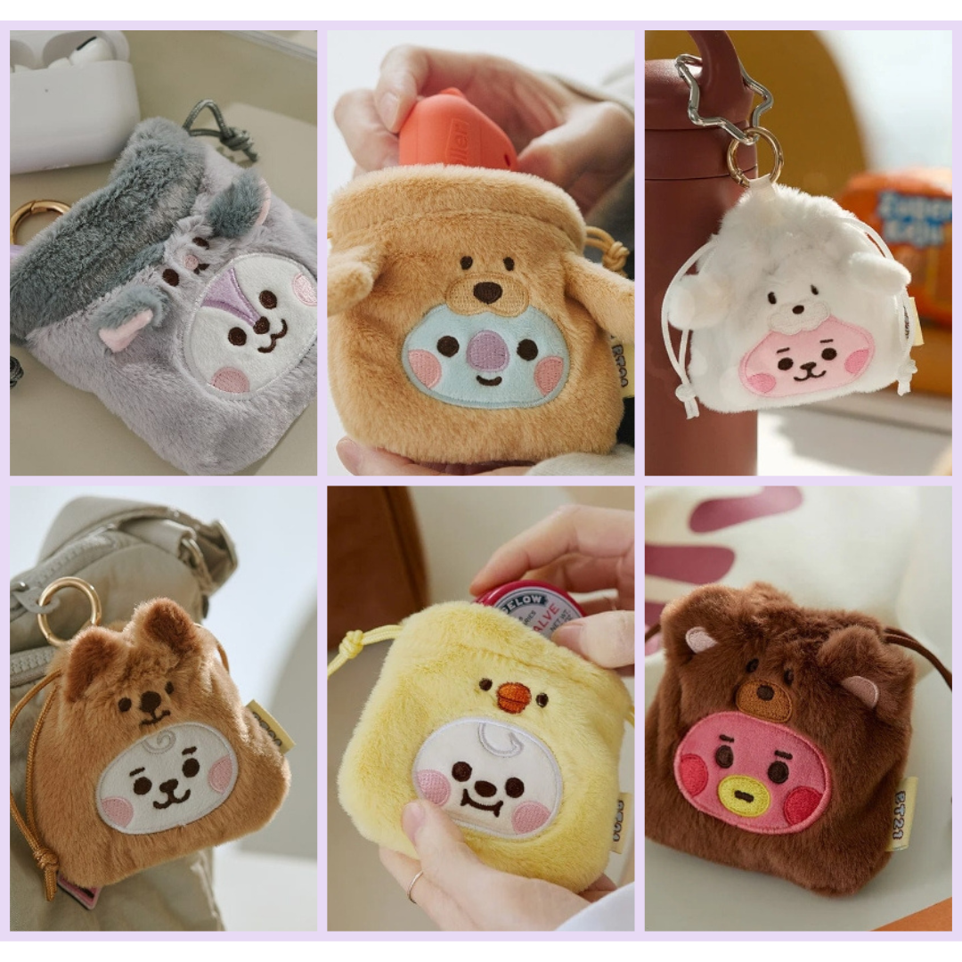 (PRE-ORDER) BT21 BABY MINI BAG CHARM POUCH FLUFFY