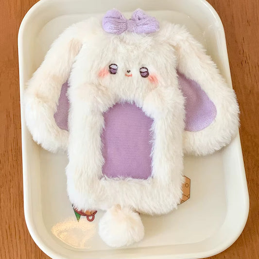 Toploader Peluche Lapin – Porte Photocard Kawaii (Gris-Noir / Mauve-Rose / Blanc & Mauve)