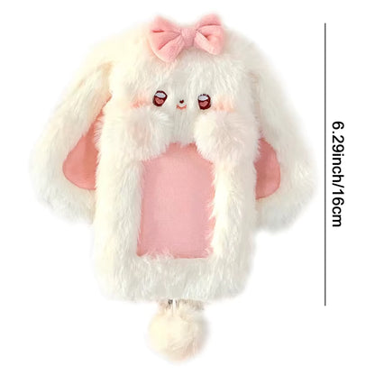 Toploader Peluche Lapin – Porte Photocard Kawaii (Gris-Noir / Mauve-Rose / Blanc & Mauve)